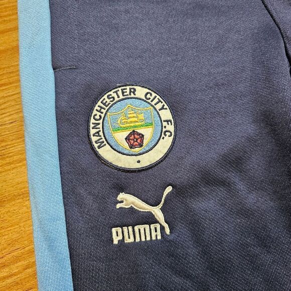 PUMA Manchester City Soccer Fleece Joggers Pants Men's S Navy Blue Halland T7 SE - Picture 9 of 14